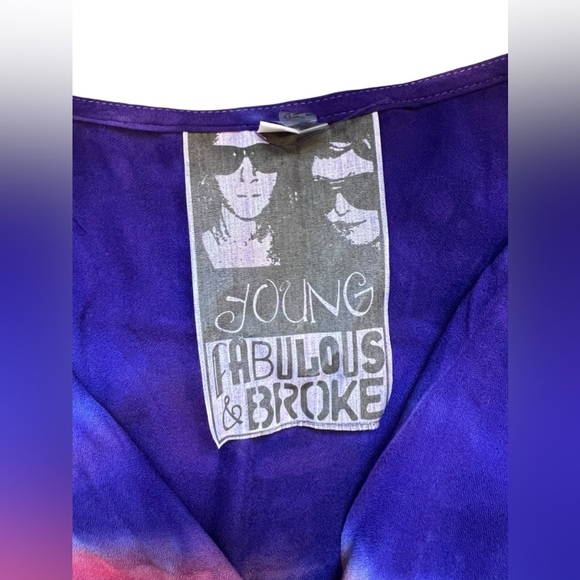 Young Fabulous & Broke Red Indigo Colorful Sleeveless V-neck Maxi Dress XS - Picture 10 of 12